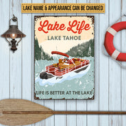 Pontoon Lake Life Life Is Better Custom Classic Metal Signs