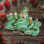 New baby,New Mom,New Dad,Funny,Parents,Gift For Kids,Gift For Grandkids - Custom Photo Christmas Tree Cake Funny Baby - Personalized Custom Shaped Acrylic Ornament