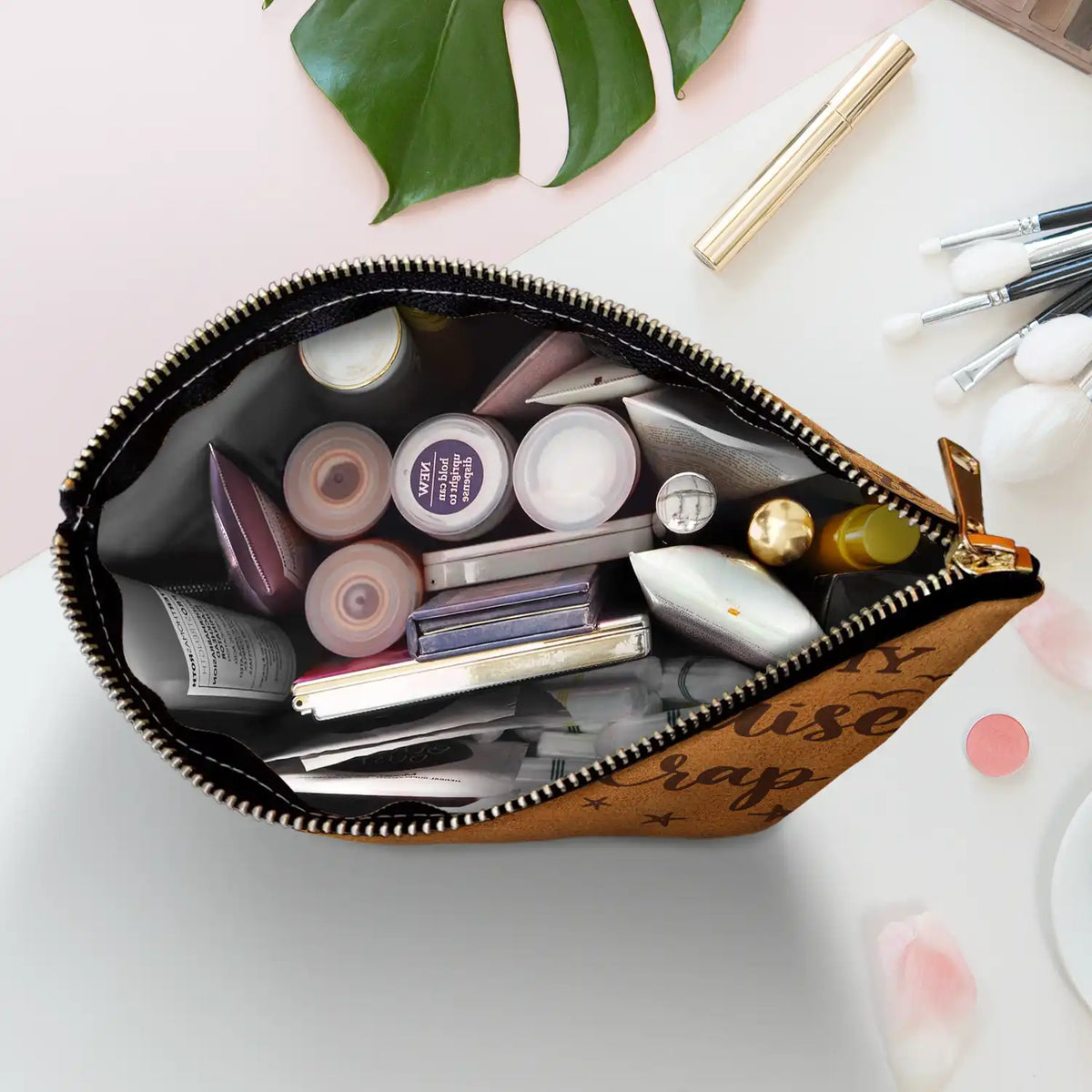 Gift For Yourself,Gift For Women,Gift For Men,Travel,Happy - All My Travel Crap - Personalized Cosmetic Bag