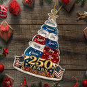 Independence Day,America 250th,Christmas,Proud,Family,Custom Text - Stars And Stripes Christmas Together We Make A Family Tree - Personalized Custom Shaped Acrylic Ornament