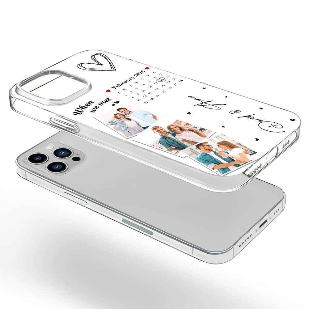 Custom Photo Calendar The Day Our Journey Began - Gift For Couples - Personalized Clear Phone Case