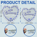 Gift For Couples,Gift For Husband,Gift For Wife,Old Couples,Married ,Wedding Anniversary,Anniversary,Christmas,Love - Married Couple Wedding Anniversary Milestones - 3D Precious Stone And Metal Effect Printed, Personalized Heart Shaped Glass Ornament