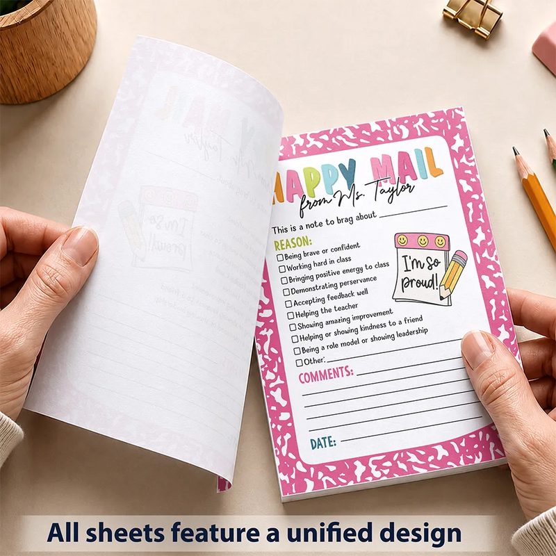 Top Market,Sentimental,Teacher,Back To School,Custom Text - Teacher Happy Mail Classroom - Personalized Notepad