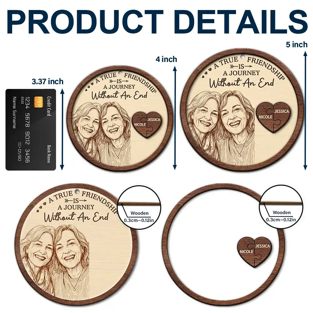 First Christmas,Art Design,Sentimental,Gift For Bestie,Christmas,Photo - Pencil Sketch - Remove BG - Custom Photo Pencil Sketch God's Way Of Making Sure We Never Walk Alone - Personalized 2-Layered Wooden Ornament
