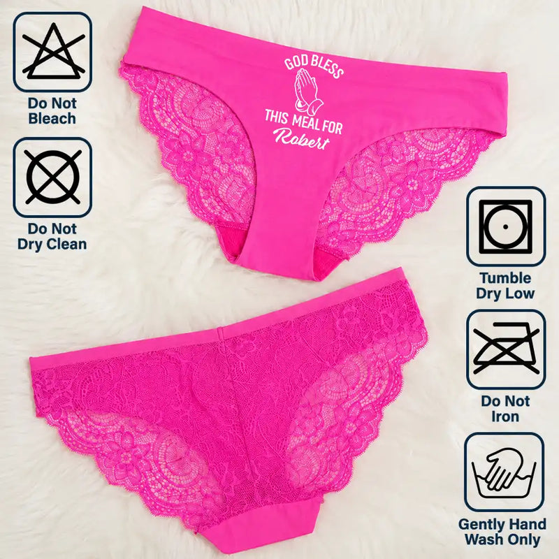Wedding Anniversary,Gift For Wife,Humorous,Gift For Couples,Custom Text - God Bless This Meal Funny Underwear For Wife - Personalized Panty