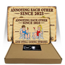 Top Market, Humorous, Old Couples, Gift For Couples, Vector - Annoying Each Other For Many Years Still Going Strong Retro Cartoon Couple - Personalized Classic Metal Signs