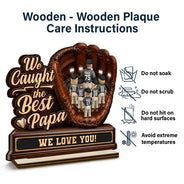 Gift For Father,Gift For Grandpa,Top Market,Baseball,Sport Dad,Non-Eng,Vector,Confident - 3D Effect Baseball We Caught The Best Dad Mom - Personalized Custom Shaped Wooden Plaque