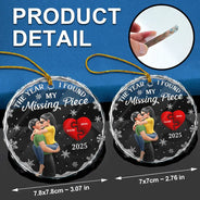 Love,Gift For Couples,Gift For Husband,Gift For Wife,Gift For Boyfriend,Gift For Girlfriend,Christmas - The Year I Found My Missing Piece Kissing Couples 3D - Personalized Glass Ornament