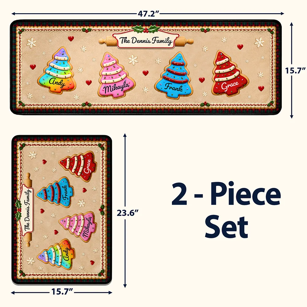 Sentimental,Christmas,Family,Icon - Custom Family Christmas Cookie - Personalized Runner Rug