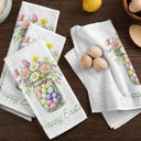 Easter,Gift For Wife,Parents,Gift For Grandma,Gift For Grandparents,Gift For Mother,Family - Happy Easter Egg Bunny Chicken - Personalized Kitchen Towel