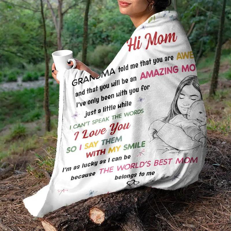 New Mom,Love,Gift For Mother - Custom Photo The World's Best Mommy Belongs To Me - Personalized Fleece Blanket, Sherpa Blanket