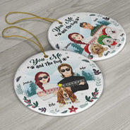 Gift For Couples,Gift For Husband,Gift For Wife,Gift For Boyfriend,Gift For Girlfriend,Dog Lovers,Pet Lovers,Dog Mom,Dog Couple,Pet Mom,Pet Couple,Pet Dad,Dog Dad - Winter You, Me And The Dog - Personalized Circle Ceramic Ornament
