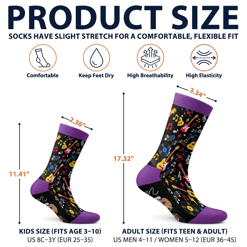 Christmas,Gift For Men,Gift For Yourself,Gifts For Him,Guitar,Happy,Music,Top Market,Vector - Gift For Guitar Lovers - Personalized I'd Rather Be Playing My Guitar Socks