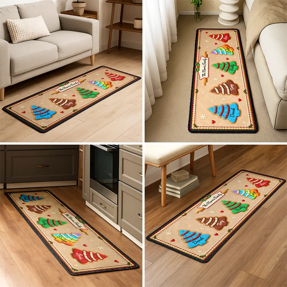 Sentimental,Christmas,Family,Icon - Custom Family Christmas Cookie - Personalized Runner Rug