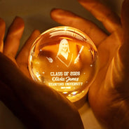 Graduation,Gift For Daughter,Dad - Daughters (Adult),Mom - Daughters (Adult),Mom - Sons,Gift For Son,Dad - Sons,Happy - Custom Photo Happy Graduation - Personalized Crystal Globe Lamp
