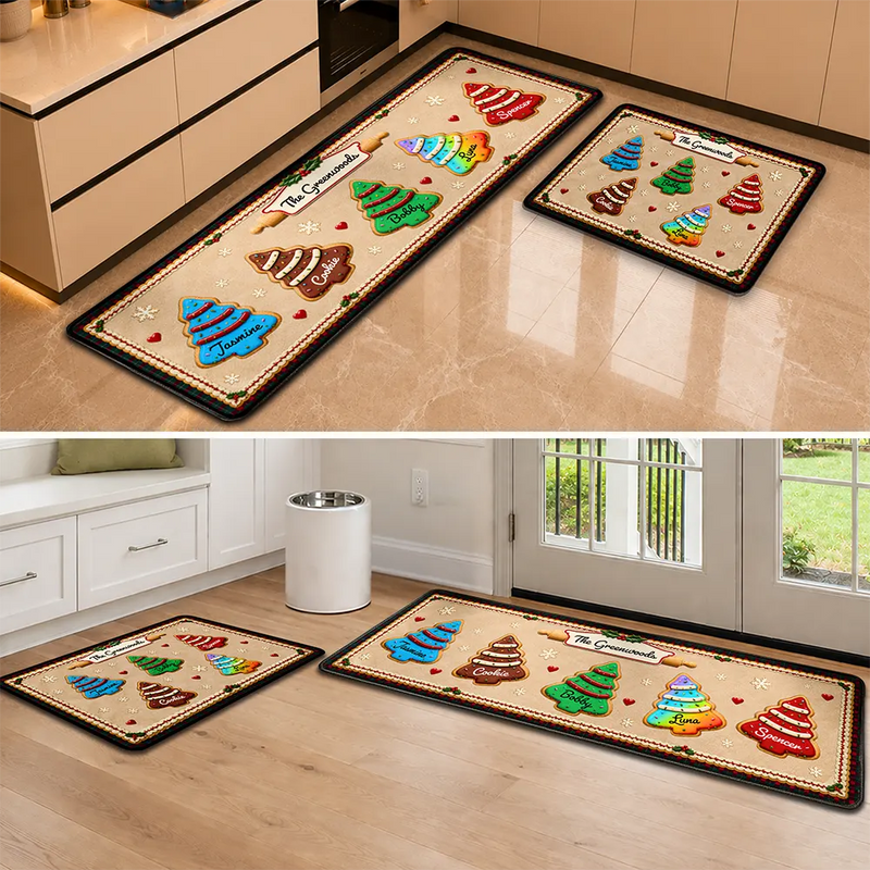 Sentimental,Christmas,Family,Icon - Custom Family Christmas Cookie - Personalized Runner Rug
