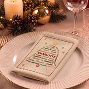 Christmas,Family,Custom Text,Happy - Family Name Tree Bell Star Shape Christmas Table Decor - Personalized Reusable Napkin