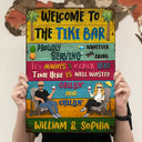Patio Welcome Grilling Proudly Serving Whatever You Bring Husband Wife Couple Single - Backyard Sign - Personalized Custom Classic Metal Signs