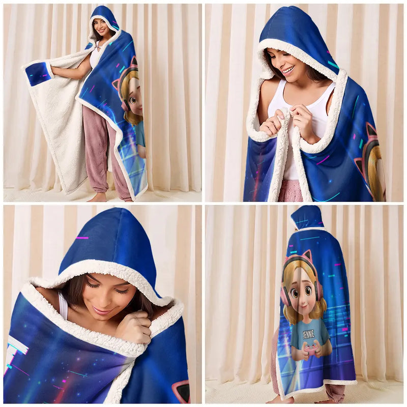 Gift For Yourself,Gift For Men,Gift For Women,Funny - I Am Gaming Do Not Disturb 3D Effect Gamer - Personalized Wearable Hooded Blanket