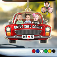 Custom Photo,Gift For Father,Dad - Children,Non-Eng,Photo,Humorous - Custom Photo Drive Safe Daddy We Love You - Personalized Acrylic Car Hanger