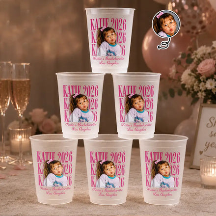 Custom Photo Bachelorette Party Vintage Photo - Personalized Frosted Cups