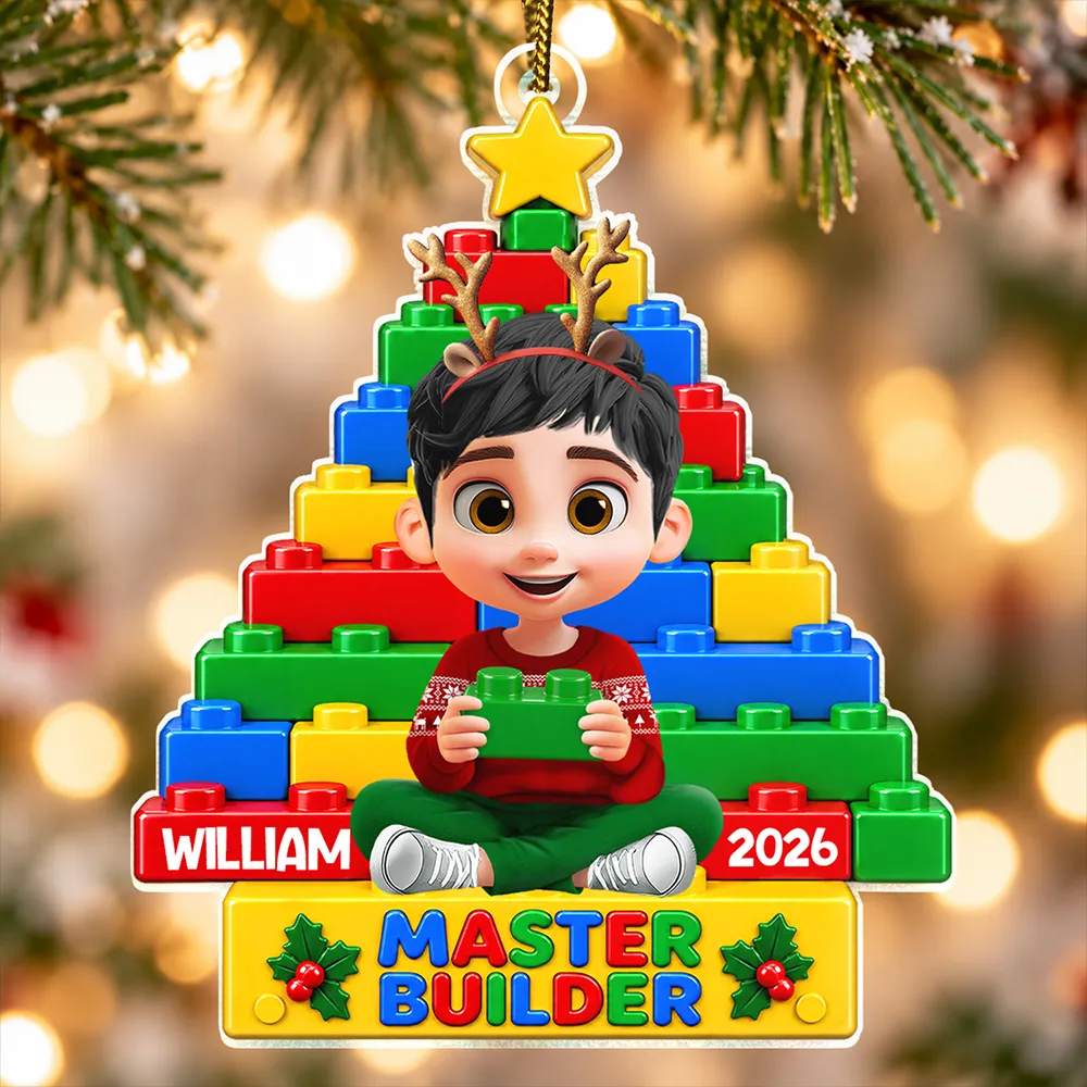 Christmas Gift For Kids - Personalized Little Builder Christmas Tree Acrylic Ornament