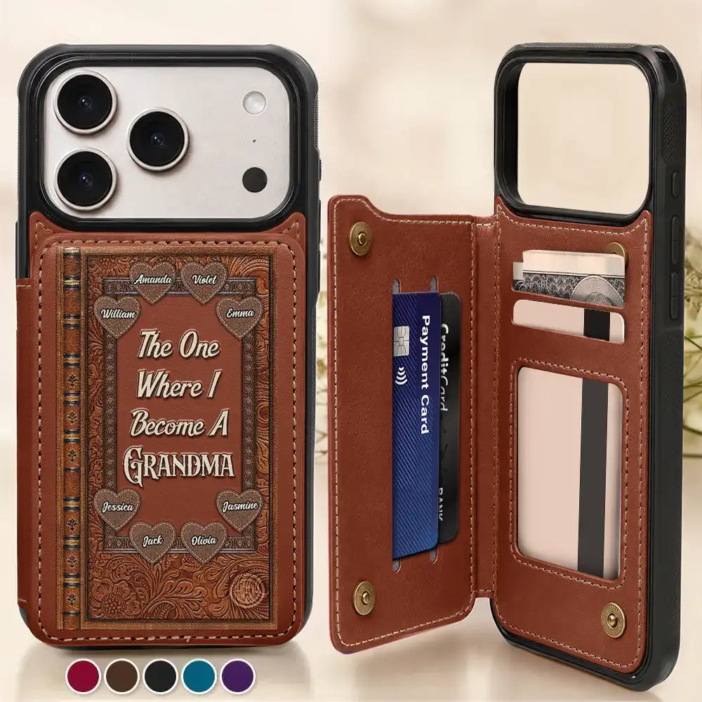 Gift For Yourself,Gift For Women,Gift For Mother,Gift For Grandma,Love - Book Themed The One Where I Become A Mom - Personalized Leather Flip Wallet Phone Case