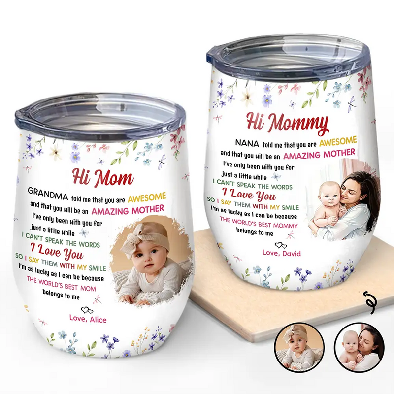 New Mom,Love,Gift For Mother - Custom Photo The World's Best Mommy Belongs To Me - Personalized Wine Tumbler