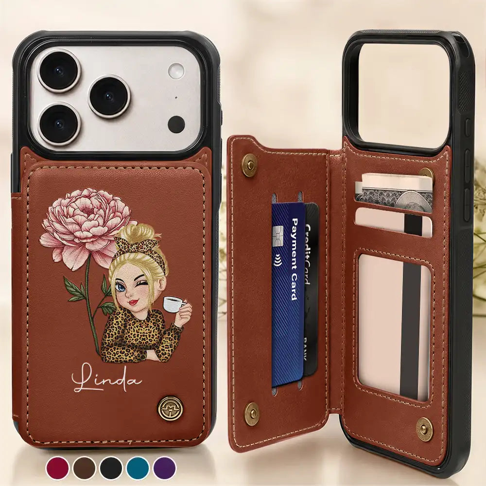 Birth Month Flowers Bloom Where You're Planted Women - Personalized Leather Flip Wallet Phone Case