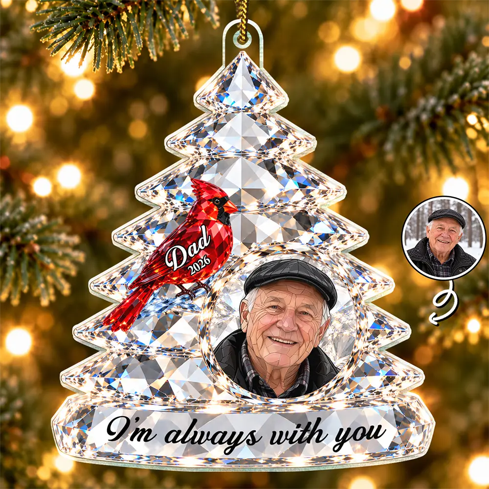 Remembrance Christmas Gift For Family - Personalized Custom Photo Cardinal Butterfly Memorial Acrylic Ornament
