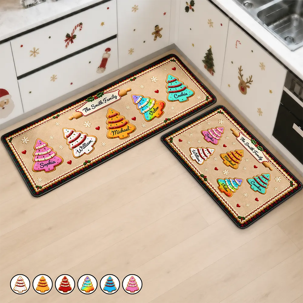 Sentimental,Christmas,Family,Icon - Custom Family Christmas Cookie - Personalized Runner Rug