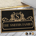Family,Happy - Simple Monogram Family Name - Personalized Doormat