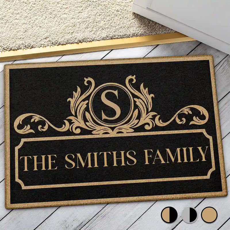 Family,Happy - Simple Monogram Family Name - Personalized Doormat