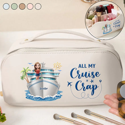 All My Cruise Crap - Personalized Leather Makeup Bag