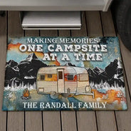 Personalized Camping Making Memories Blue Earth Custom RV Customized Doormat