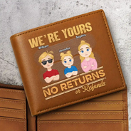 No Returns Or Refunds Flat Art Kids - Personalized Leather Wallet