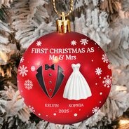 Gift For Couples,Love,Christmas - First Christmas As Married Couples - Personalized Ball Ornament
