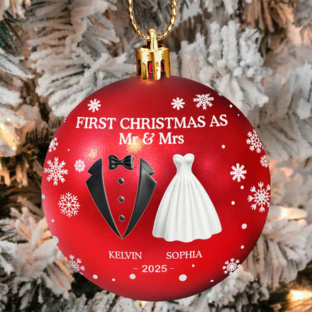 First Christmas As Married Couples - Personalized Ball Ornament