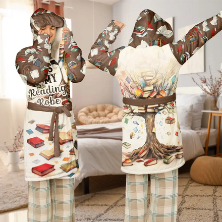 Book Tree This Is My Reading Bath & Bed Item - Personalized Hooded Robe