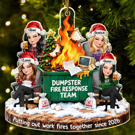 Christmas Gift For Coworkers - Personalized Dumpster Fire Response Team Acrylic Ornament