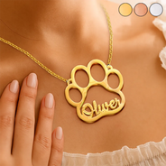 Dog Lovers,Cat Lovers,Pet Lovers,Love - Dog Pet Paw With Name - Personalized Letter Necklace