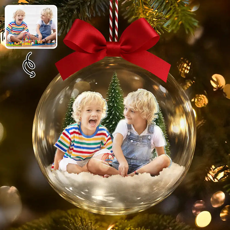 Custom Photo,Happy,Christmas,Gift For Grandparents - Custom Photo Grandparents Papa Nana We Love You - Personalized 3D Acrylic Ball Ornament