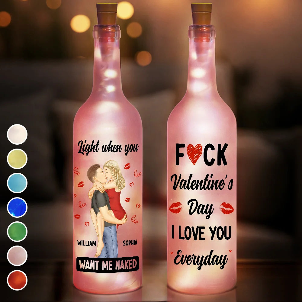 Kissing Couple I Love You Everyday Always Be By Your Side - Personalized Bottle Light
