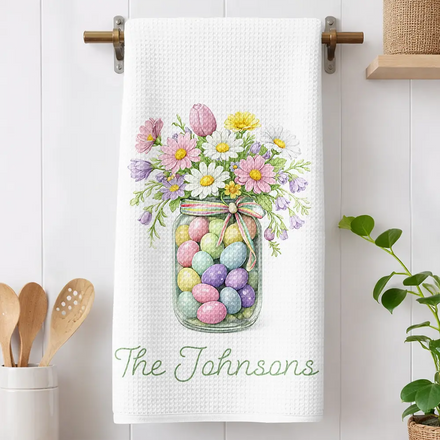 Happy Easter Egg Bunny Chicken - Personalized Kitchen Towel