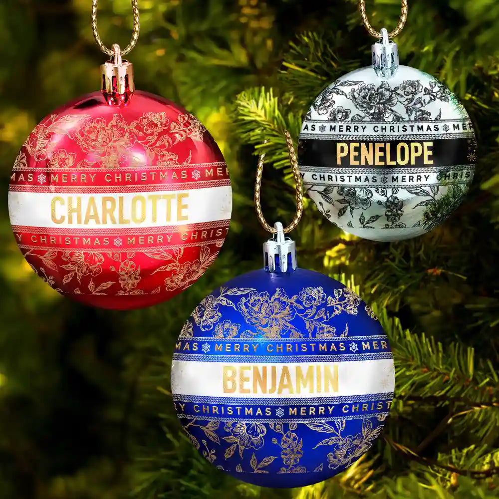 Family,Happy,Christmas,Gift For Bestie - Merry Christmas With Name - Personalized Ball Ornament