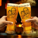 Gift For Father,Gift For Grandpa,Non-Eng,Photo - Pencil Sketch (Bold),Proud - Custom Photo Bold Sketch Best Dad Grandpa Ever Family Portrait - Personalized Pilsner Glass