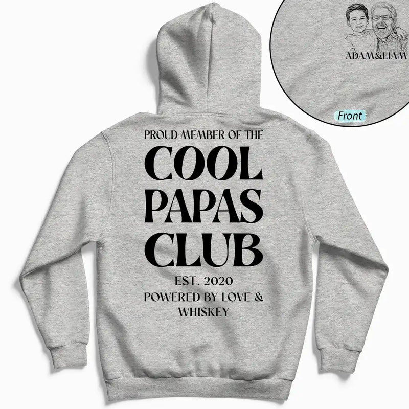 Gift For Father,Gift For Grandpa,Non-Eng,Photo - Pencil Sketch,Photo - Pencil Sketch (Dark BG),Humorous - Custom Photo Pencil Sketch Art Cool Dads Club Powered By Love - Personalized T Shirt