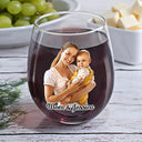 Gift For Wife,Gift For Mother,Gift For Grandma,Gift For Grandparents,Family,Love - Custom Photo Stained Glass Portrait Mom Grandma Parents Family - Personalized Stemless Wine Glass