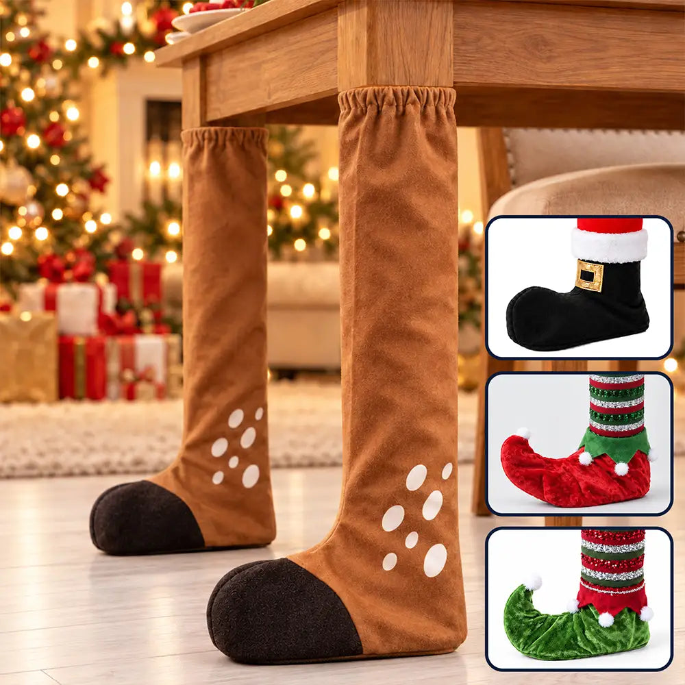 Christmas Home Decor, Dining Room Gift For Family - Santa, Reindeer, Elf Boot Furniture Leg Cover