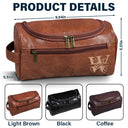 Monogram Family Name - Personalized Leather Toiletry Bag
